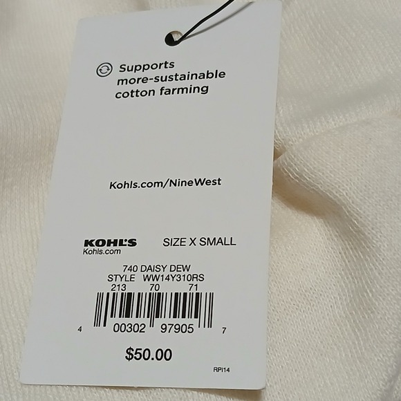 Nine West Cream V-Neck Ruffle Shoulder Long Sleeve Mini Dress XS Cotton Blend - Picture 5 of 8